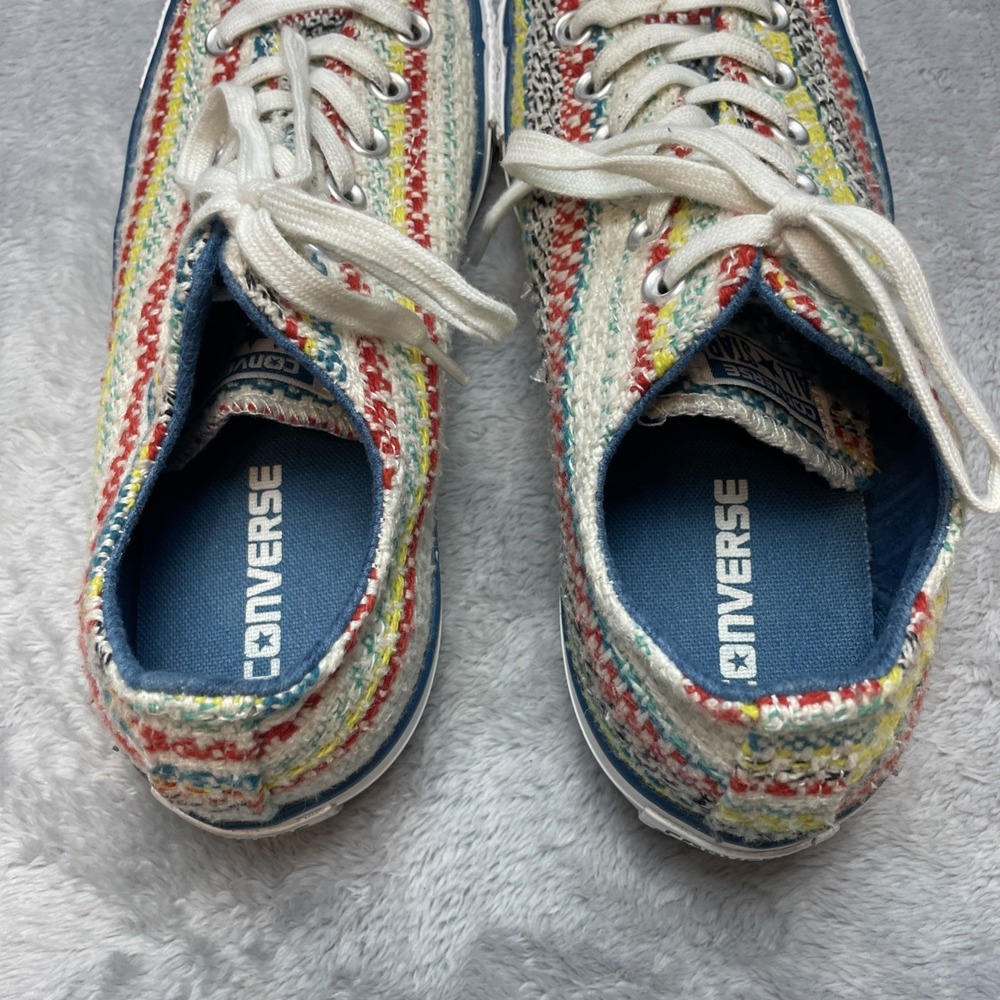 Converse All Star Womens Tweed Sneakers Sneakers Sz 9 Red Yellow Stripe Low Top - Picture 5 of 8